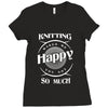 knitting makes me happy you not so much Ladies Fitted T-Shirt