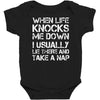 when life knocks me down Baby Bodysuit