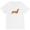 dachshund flower 2 V-Neck Tee
