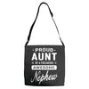 proud aunt of a freaking awesome nephew Adjustable Strap Totes