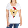golden retriever dog with red santa's hat Ladies Curvy T-Shirt