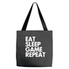 eat sleep game repeat Tote Bags