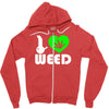 i love weed fun Zipper Hoodie