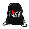 I Love My Uncle Drawstring Bags