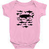 shark chart light blue t shirt Baby Onesie