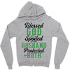 blessed god by spoiled by my husband protected by both Zipper Hoodie