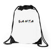 santa of the friends parody Drawstring Bags