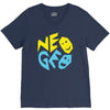 neo geo tribute yellow &amp; blue logo V-Neck Tee
