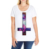 inverted galaxy cross funny  religion banter space fashion new Ladies Curvy T-Shirt