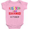 legends are born october Baby Bodysuit