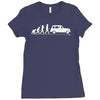evolution of man classic car Ladies Fitted T-Shirt