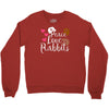 peace love rabbits Crewneck Sweatshirt