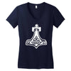 thors hammerretro viking norse fashion cool Women's V-Neck T-Shirt