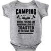 Camping Where Friends And Marshmallow Get Toasted At The Same Time Baby Bodysuit