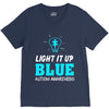 light it up blue autism awareness V-Neck Tee