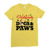christmas dogs and paws Ladies Fitted T-Shirt