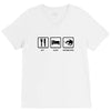 eat sleep snowboard mens black snowboarding t shirt wow V-Neck Tee