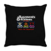 basements and kittens Throw Pillow