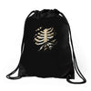 torn rib cage Drawstring Bags