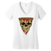 pizza skull Women's V-Neck T-Shirt
