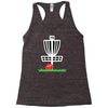 disc golf frisbee leaning on target basket innova Racerback Tank