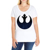 rebel logo with space pattern Ladies Curvy T-Shirt