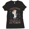 Unicorns are born in October Ladies Fitted T-Shirt