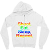 shoot eat sleep repeat gun Zipper Hoodie