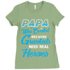 Papa Was Created because Grankids Need Real Heroes Ladies Fitted T-Shirt