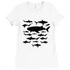 shark chart light blue t shirt Ladies Fitted T-Shirt