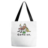 baseball game on short Tote Bags