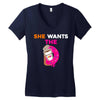 She Wants D - Dunkin Donuts Women's V-Neck T-Shirt