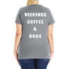weekends coffe and dogs white back Ladies Curvy T-Shirt