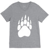 large bear paw print crew neck long sleeve V-Neck Tee