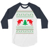 ugly sweater dinosour 3/4 Sleeve Shirt