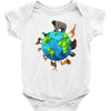animal polygon around the planet Baby Onesie