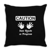 caution! jazz handsfunny jazz dance comic boogie camp trumpet Throw Pillow
