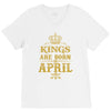 kings are born in april V-Neck Tee