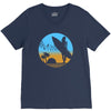 beach surfer silhouette birds sand waves palm V-Neck Tee