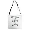 motivated by caffeine and canines Adjustable Strap Totes