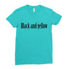 black and yellow Ladies Fitted T-Shirt