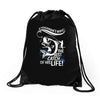 the best catch of his life! Drawstring Bags