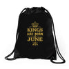 kings are born in june Drawstring Bags