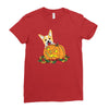 corgi pumpkin Ladies Fitted T-Shirt