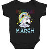 unicorns are born in march cute unicorn Baby Bodysuit