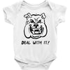 deal with it angry pitbul Baby Bodysuit