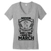 Never Underestimate Dog Rescuer Who Was Born March Women's V-Neck T-Shirt