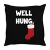 well hung endowed christmas stocking funny Throw Pillow