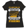 Sit In Church And Think About Fishing Ladies Fitted T-Shirt