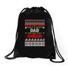 santa only comes once a year dad is always here to cheer Drawstring Bags